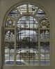Interieur, detail trouwzaal: glas-in-loodramen (voorstelling: geschiedenis van de baggerindustrie)